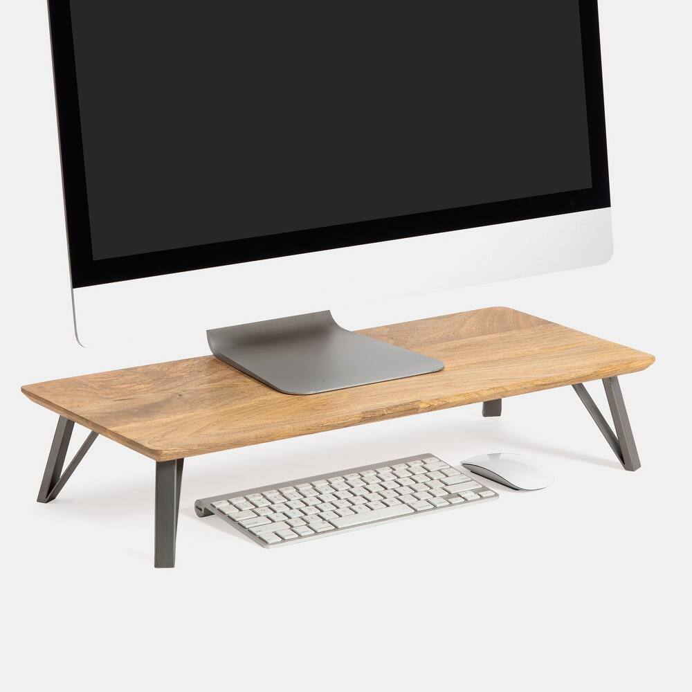 Jani Wood Monitor Stand Riser Desk - Ergonomic Design Stand, Desktop Organizer Table for Home, Office Workspace, Gaming Desk