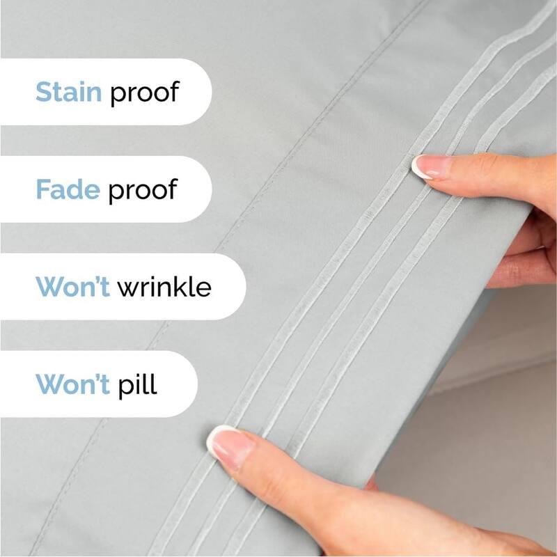 CGK Linens 4 Piece Solid Deep Pockets Microfiber, Easy-Fit Bed Sheet Set