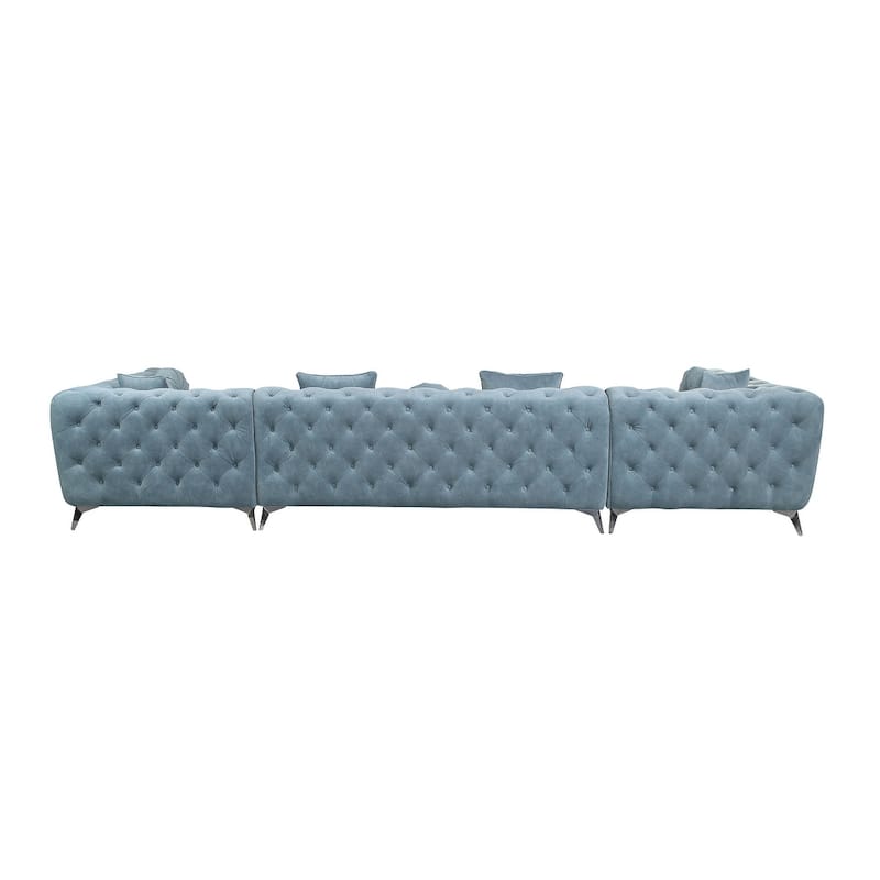 Sabolle Deep Green Sectional Sofa with Accent Pillows