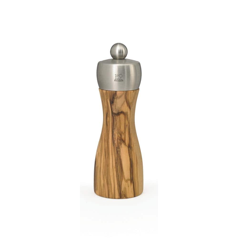 Peugeot Classic Fidji Pepper Mill, Olive Wood, 15 cm - 6" - Wood & Silver - Wood & Silver