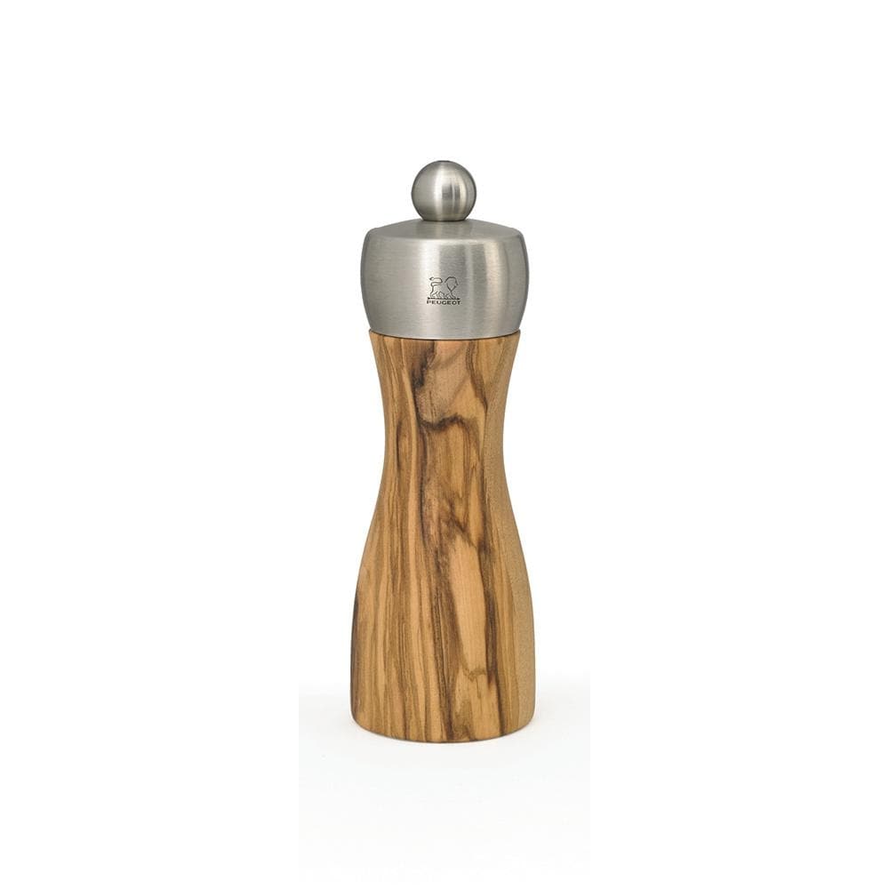 Peugeot Classic Fidji Pepper Mill, Olive Wood, 15 cm - 6" - Wood & Silver - Wood & Silver