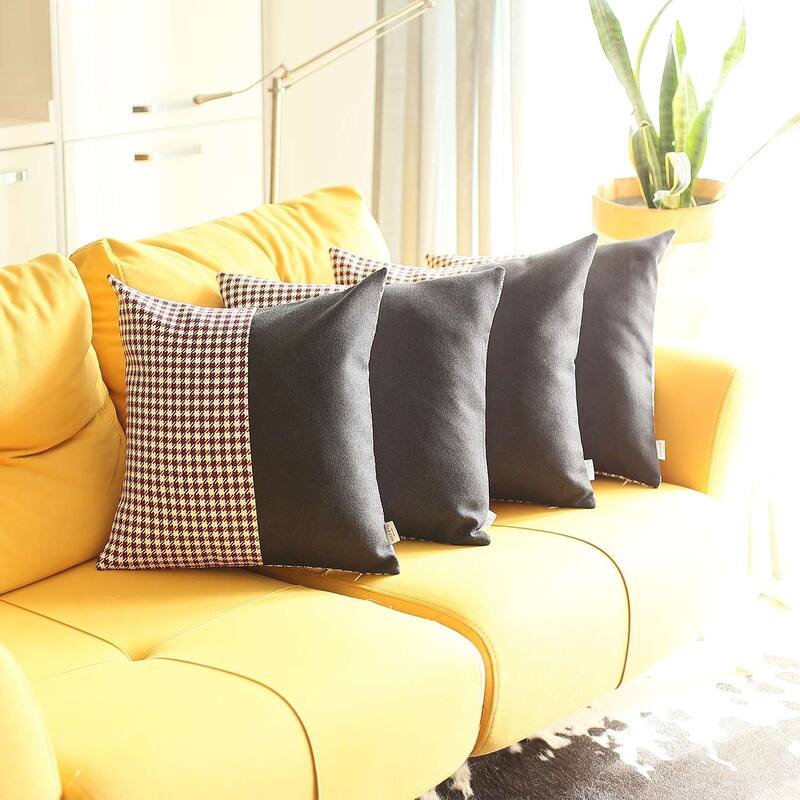 Set of Four 18" Red Faux Leather Throw Pillow Covers