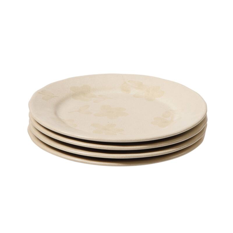 Bloomhouse Hand Painted 8.6 Inch Salad Plates Set of 4 Porto Petals Floral Dessert Plates
