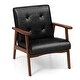 preview thumbnail 2 of 16, Costway Mid Century Accent Chair Tufted Reading Armchair Solid Rubber - See Details Black