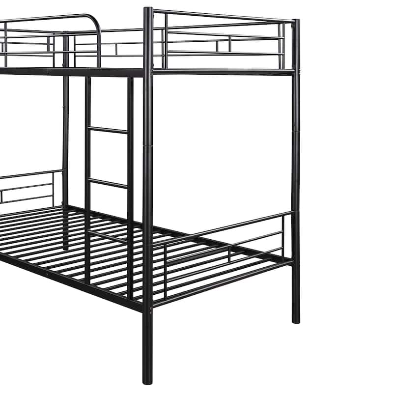 Twin Over Twin Metal Bunk Bed (Black)