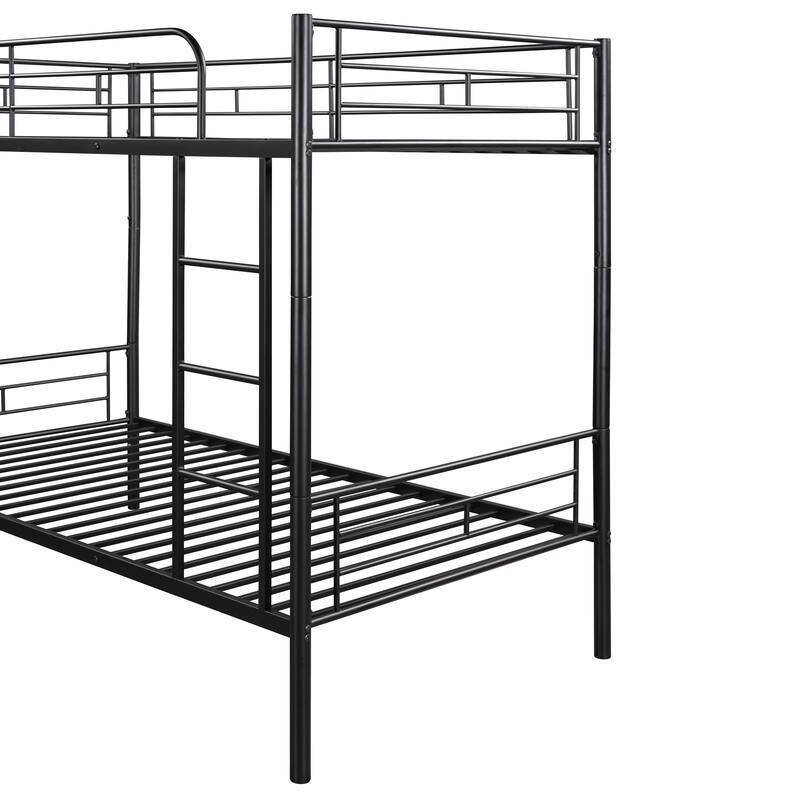 Twin Over Twin Metal Bunk Bed in Black with Space-Saving Design