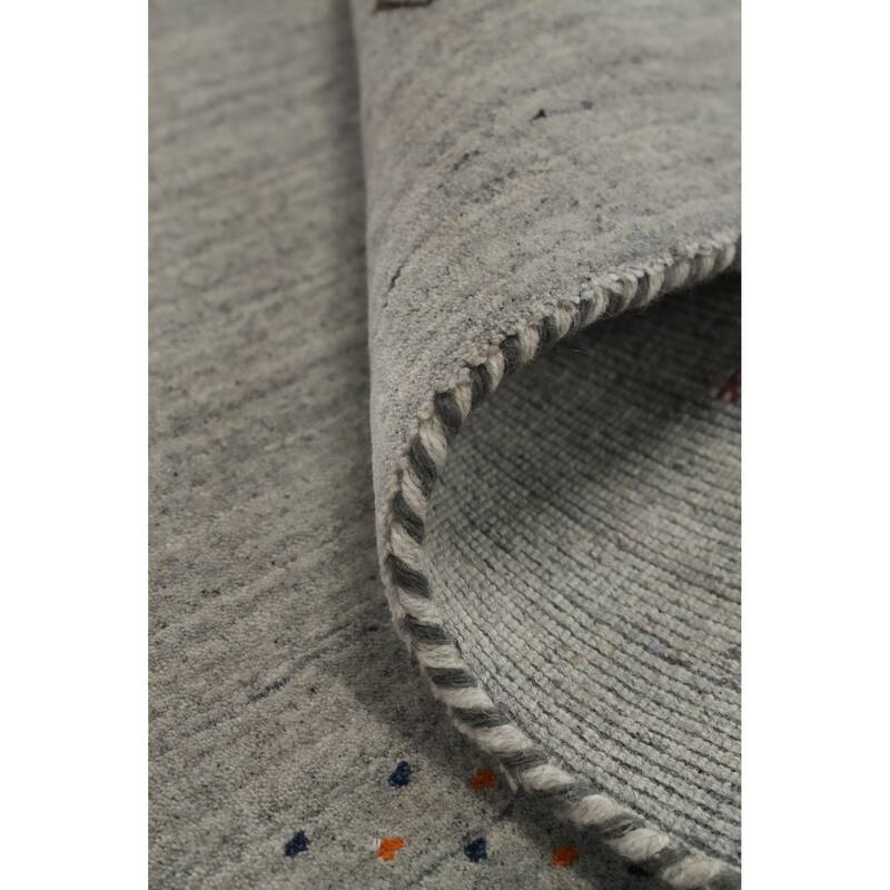 Hand Knotted Oriental 100% Wool Carpet Tribal Animal Pictorial Greys & Charcoal Gabbeh Area Rug - 7' 9'' X 5' 0''