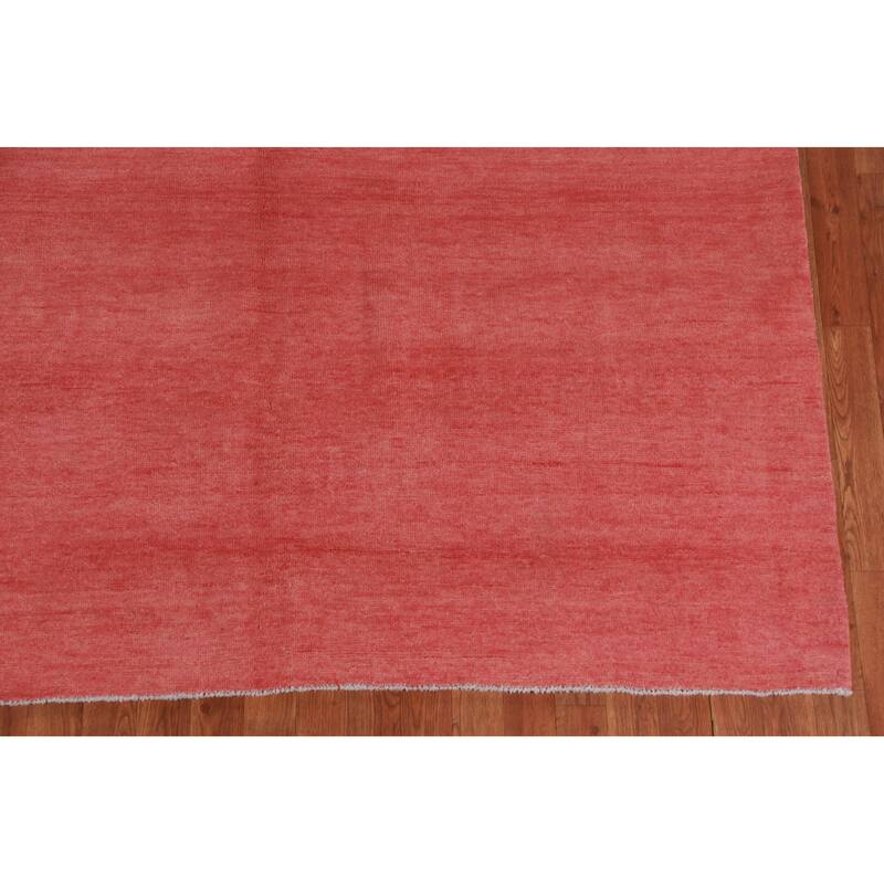 Hand Knotted Oriental 100% Wool Carpet Modern Solid Coral Gabbeh Area Rug - 8' 8'' X 6' 0''