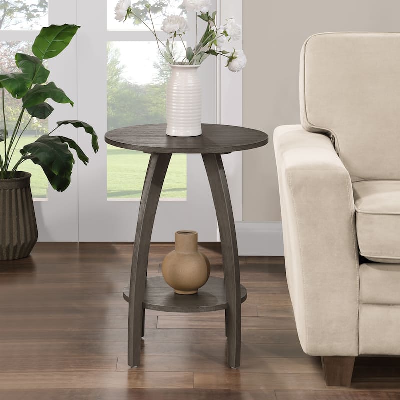End Table with Shelf Scandinavian-Inspired Mid-Century Modern Two-Tier Storage Accent Furniture for Living Room - 17.75