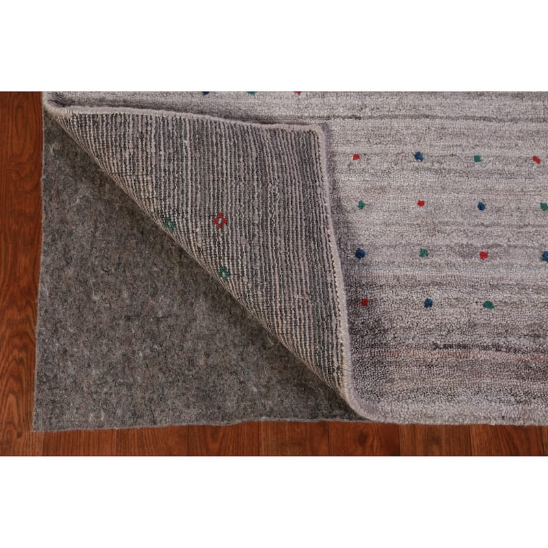 Hand Knotted Oriental 100% Wool Carpet Tribal Tribal Greys & Charcoal Gabbeh Area Rug - 12' 1'' X 9' 2''
