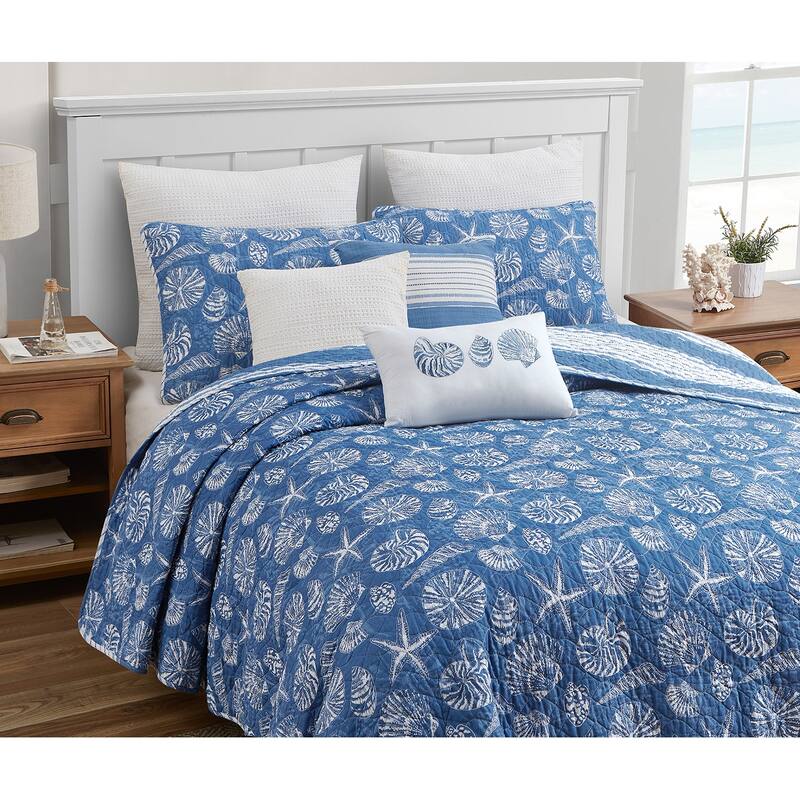 DESIGN STUDIO Mare Blue Soft Cotton Reversible Quilt Set