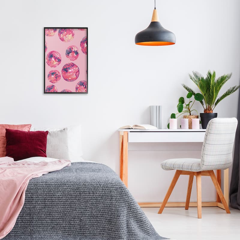 Stupell Vivid Pink Disco Pattern Framed Giclee Art Design By LSR Design Studio