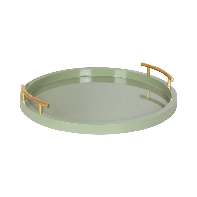 Kate and Laurel Halsey Wood Round Decorative Tray - 16x16 - Green