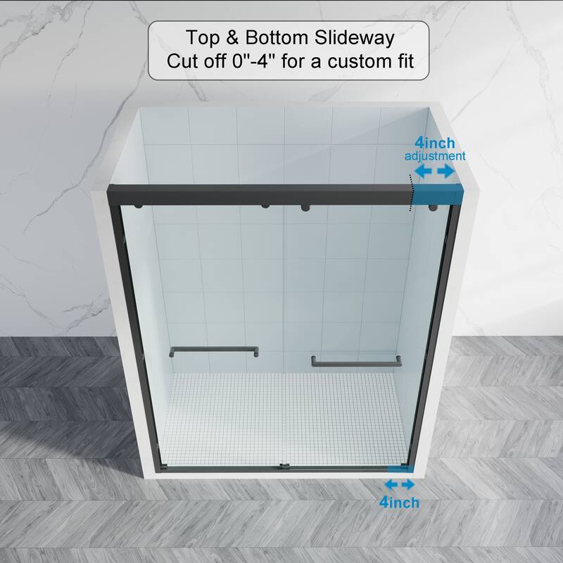 44-48"W/56-60"W x 75"H Double Sliding Shower Door With 8mm Tempered Glass & Aluminum Alloy Frame