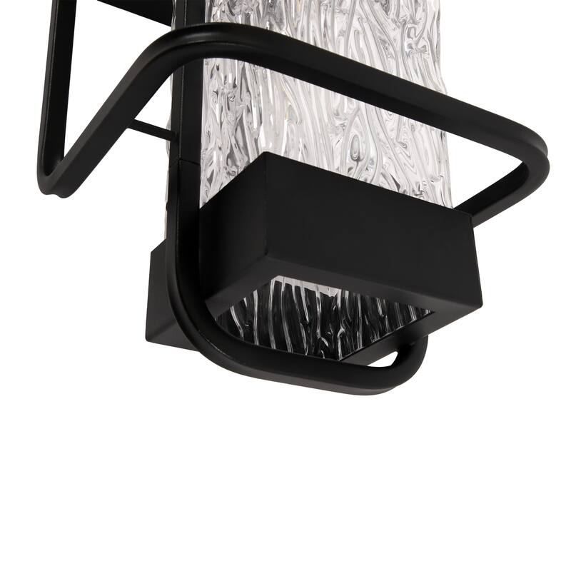 Matte Black 1-Light Glass Outdoor Wall Lighting Sconce Dusk to Dawn