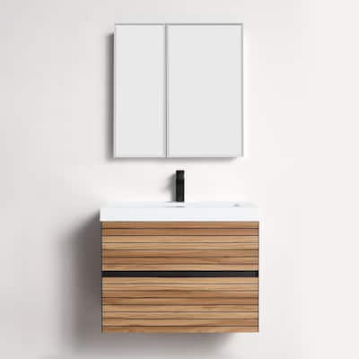 Blossom 30" Floating Bathroom Vanity with Acrylic Sink, Modern Design