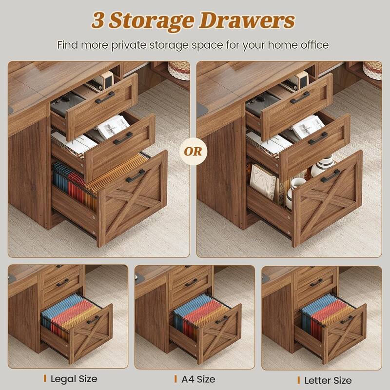 96.5" Computer Desk 3 Drawers Home Office Desk 8 Open Shelves