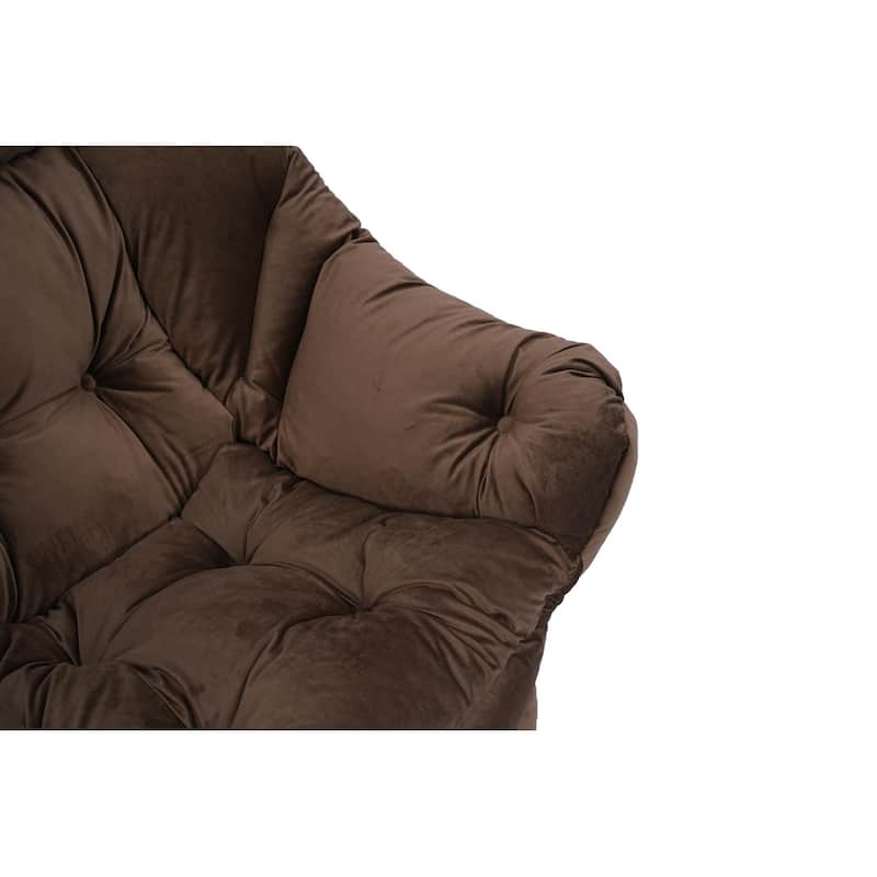 Cotton Lounge Chair with Ottoman, Footrest & Side Pocket (300lb Capacity)