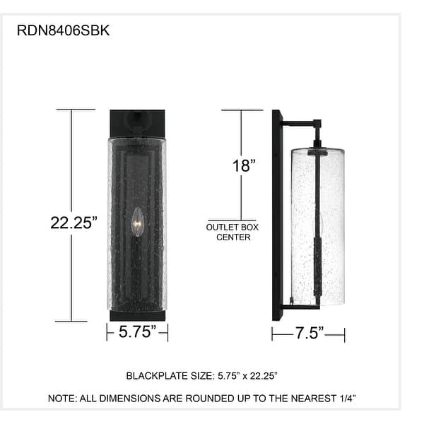 Redan 1-Light Stone Black Outdoor Wall Lantern