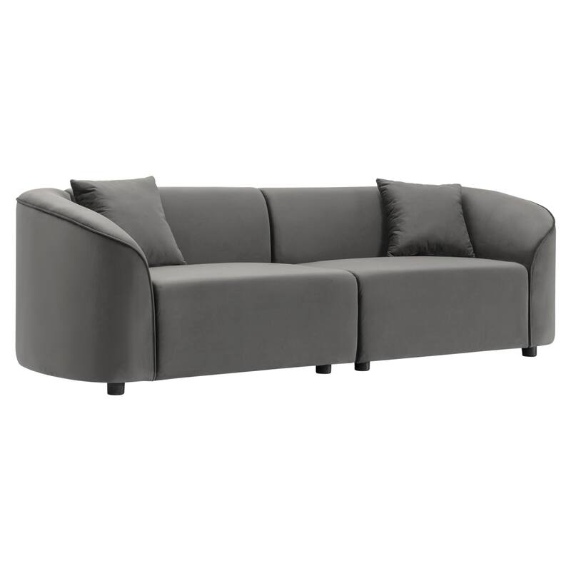 87" Curved Grey Sofa with Plush Seating and Durable Frame