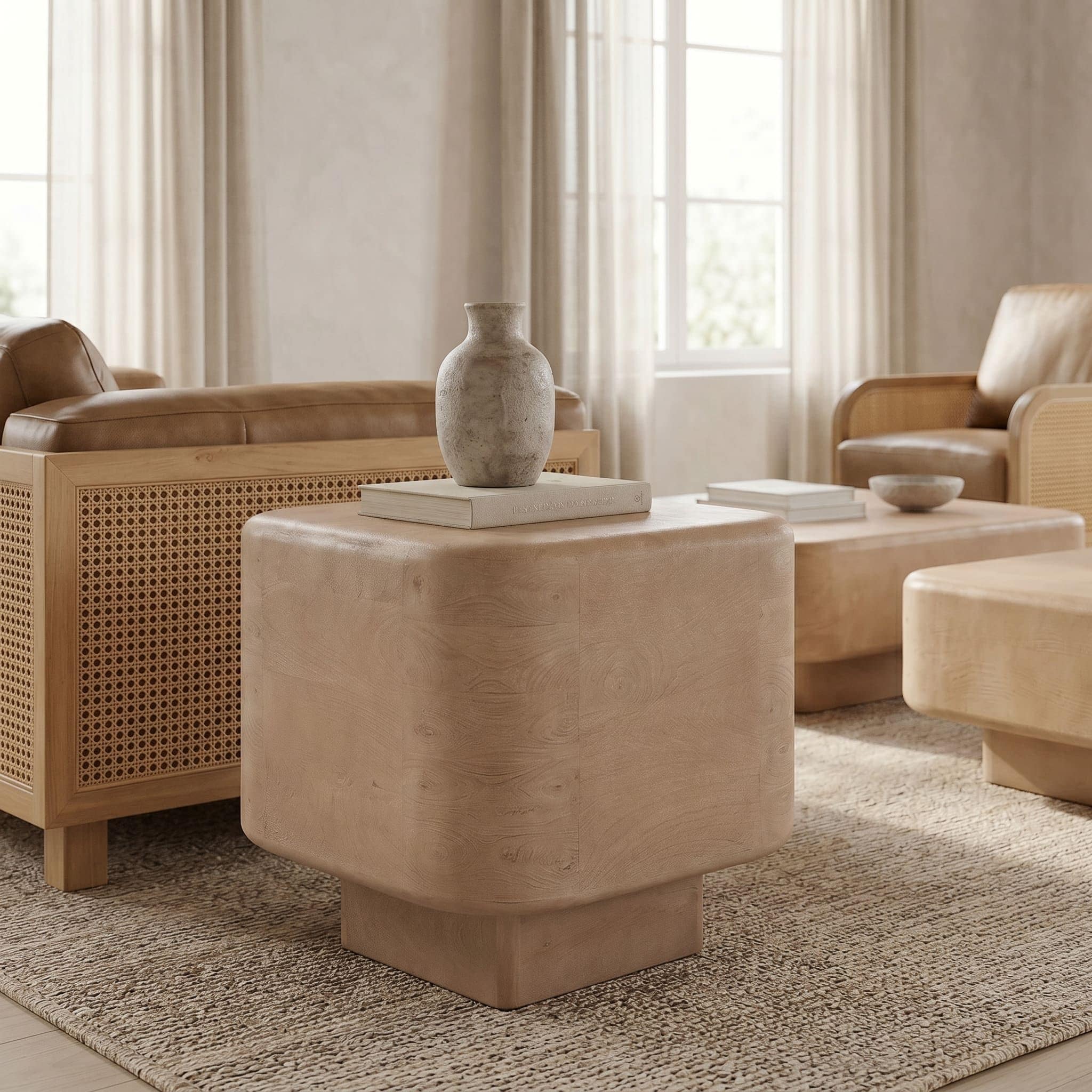 Bruno Modern Mango Wood Square End Table