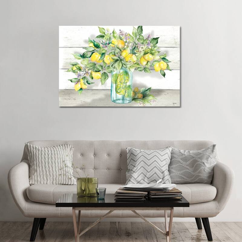 iCanvas "Watercolor Lemons in Mason Jar Landscape" by Tre Sorelle Studios Canvas Print - 32x48x1.5