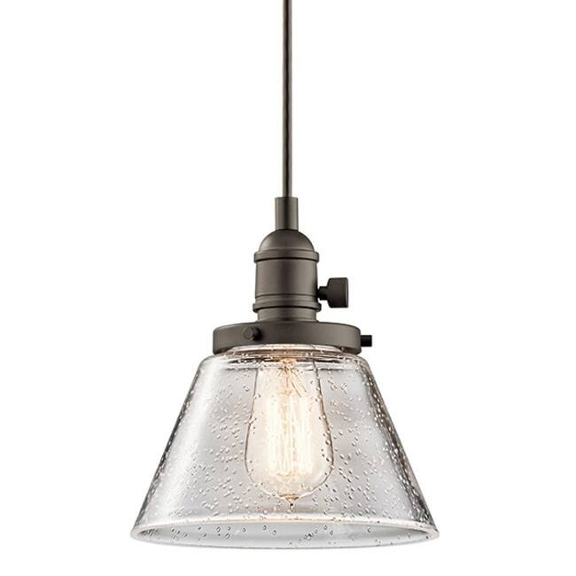 Kichler Avery Single Light 8" Wide Mini Pendant with Tapered Clear - Olde Bronze