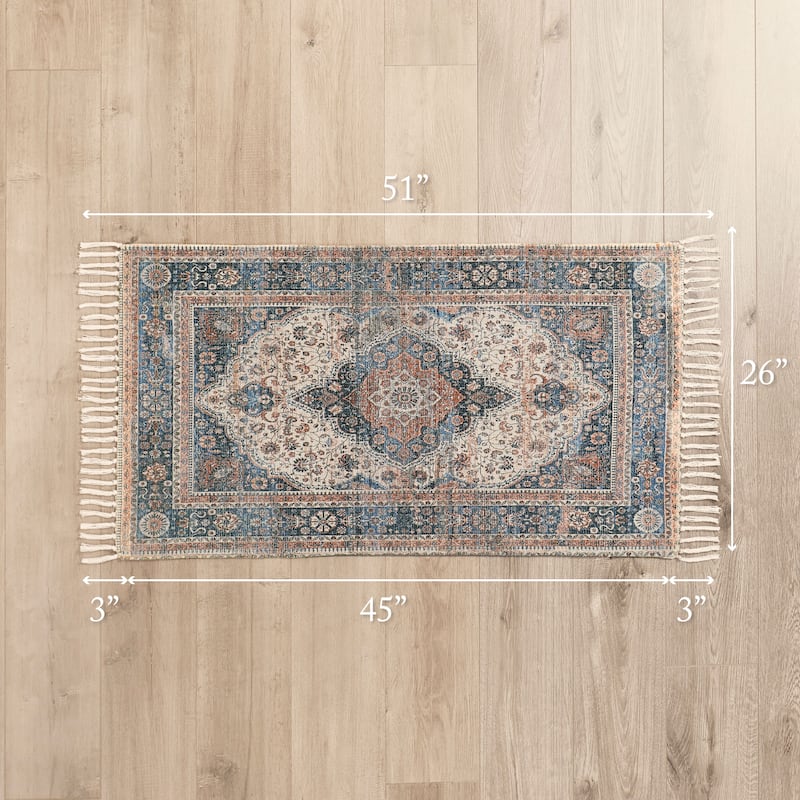 Jessica Simpson Machine Washable, Slip Resistant Accent and Runner Rugs with Fringe