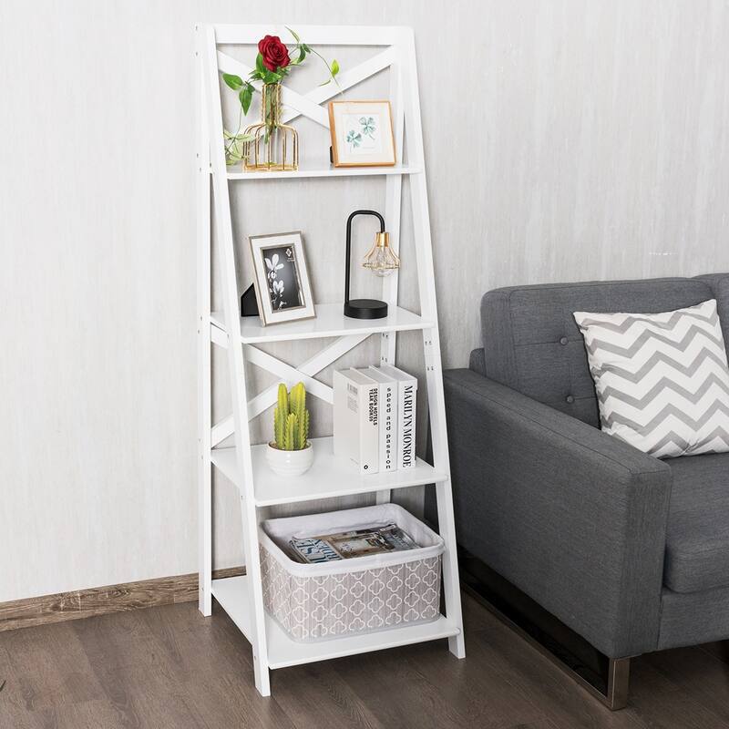 Costway 1PC/2PCS Ladder Shelf 4-Tier Bookshelf Bookcase Storage