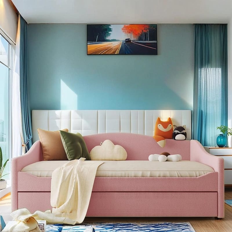 Full Size Upholstered Daybed with Light and Trundle