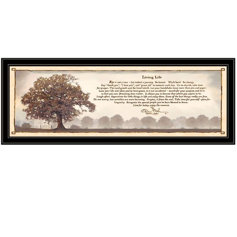 TrendyDecor4U Farmhouse "Living Life" Framed Print Wall Art by Bonnie Mohr - Earthtone