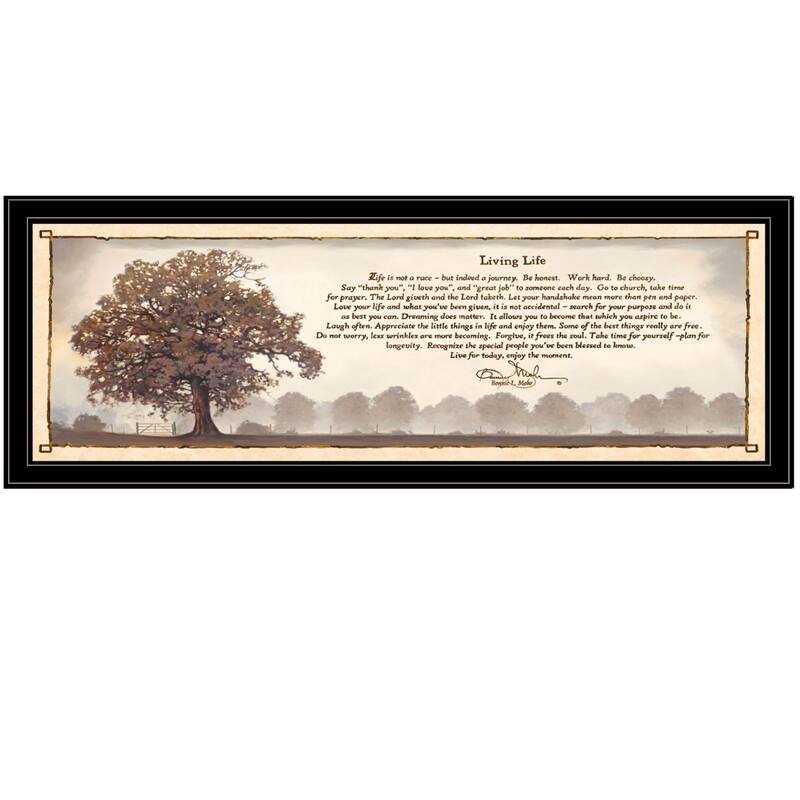 TrendyDecor4U Farmhouse "Living Life" Framed Print Wall Art by Bonnie Mohr - Earthtone