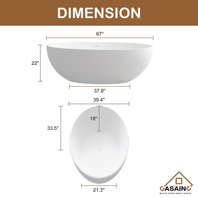 67 in. Composite Flatbottom Non-whirlpool Bathtub in White