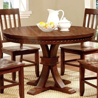 Bo Transitional Dark Oak 48-inch Round Pedestal Dining Table with Plank ...