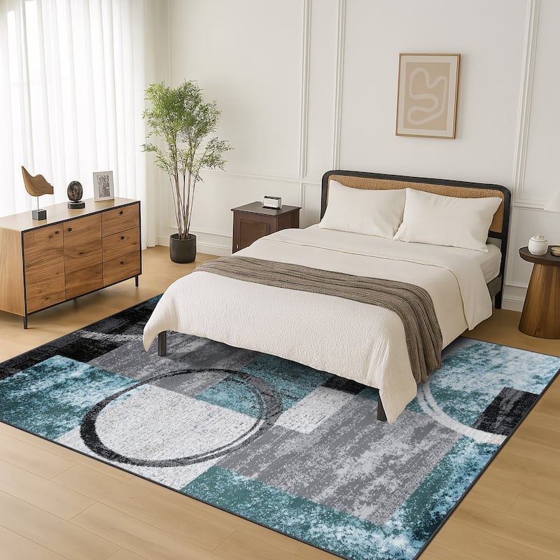 World Rug Gallery Abstract Polypropylene Machine-Made Circle Area Rug