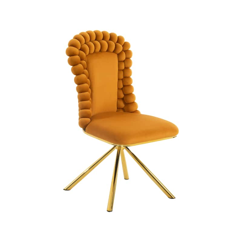 2-Piece Vanity Chair Dining Chairs, Velvet Accent Chairs Swivel Chair with Ball-Shaped Backrest