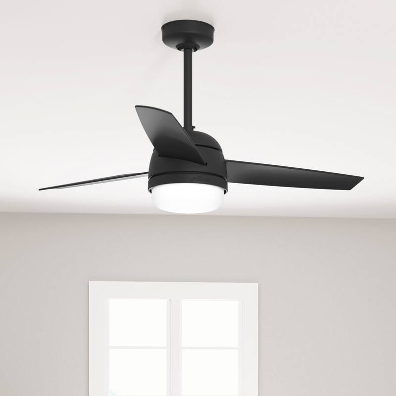 Hunter 48" Midtown Ceiling Fan with LED Light, Handheld Remote - Modern, Contemporary, Transitional - Matte Black