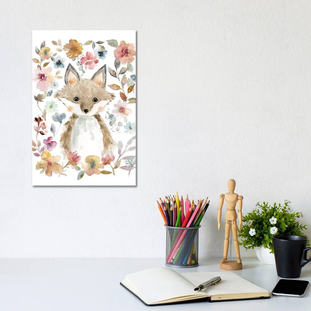 iCanvas "Flowers & Friends Fox" by Carol Robinson Canvas Print
