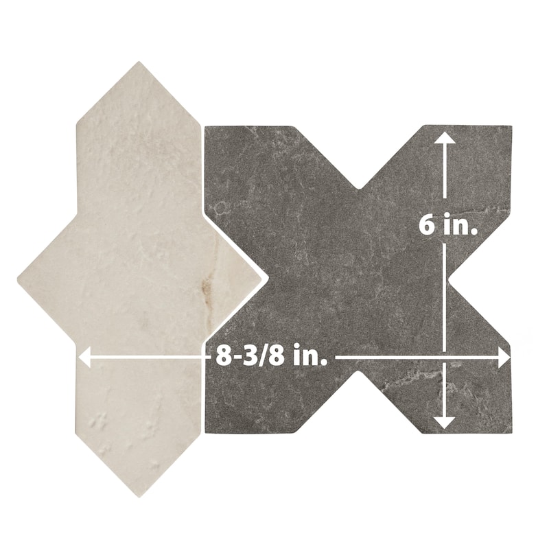 Merola Tile Istanbul Squire Shield Day with Night Cross 6" x 8-3/8" Porcelain Floor and Wall Tile - Case (48 Tiles)