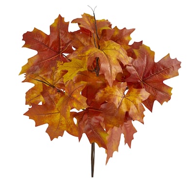 18" Autumn Maple Leaf Artificial Flower (Set of 2)