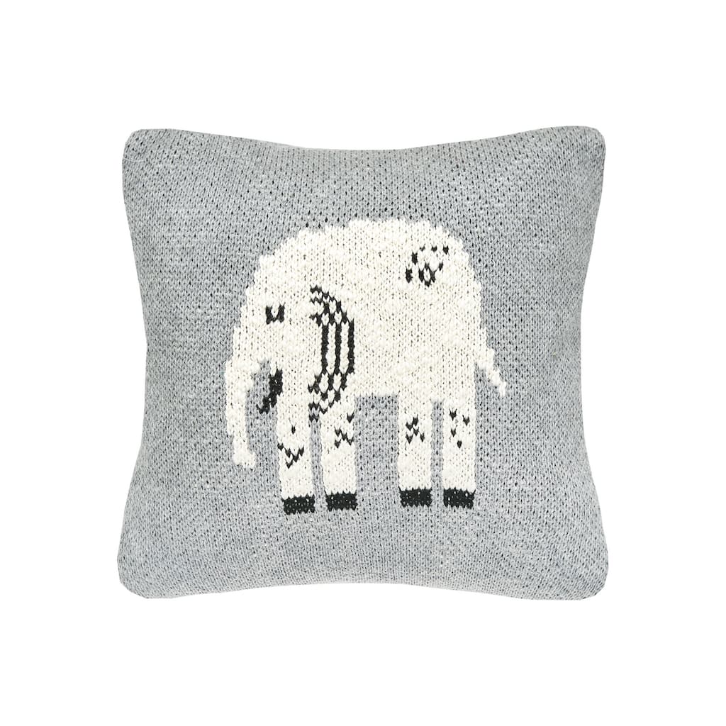 10" x 10" Elephant Knitted Throw Pillow