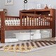 preview thumbnail 16 of 34, Twin Size Bed with Headboard Storage Rack, Two Under-Bed Drawers, Three-Side Guardrails for Safety and Security,White
