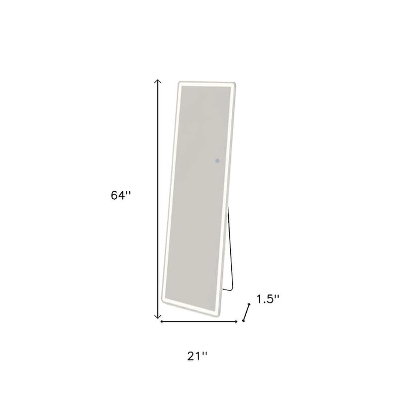 HomeRoots 64" Clear Lighted Freestanding and Wall Mount Frameless Full Length Mirror - 21.00 in. x 64.00 in. x 1.50 in.
