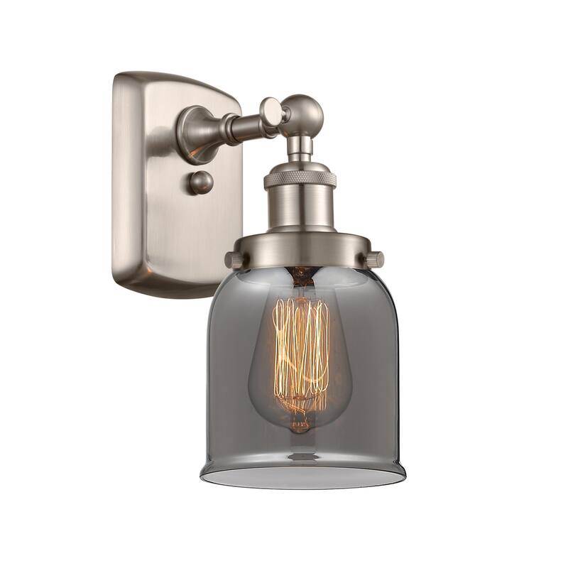 Innovations Lighting Small Bell 5" Wide Bathroom Sconce - Brushed Satin Nickel / Plated Smoke