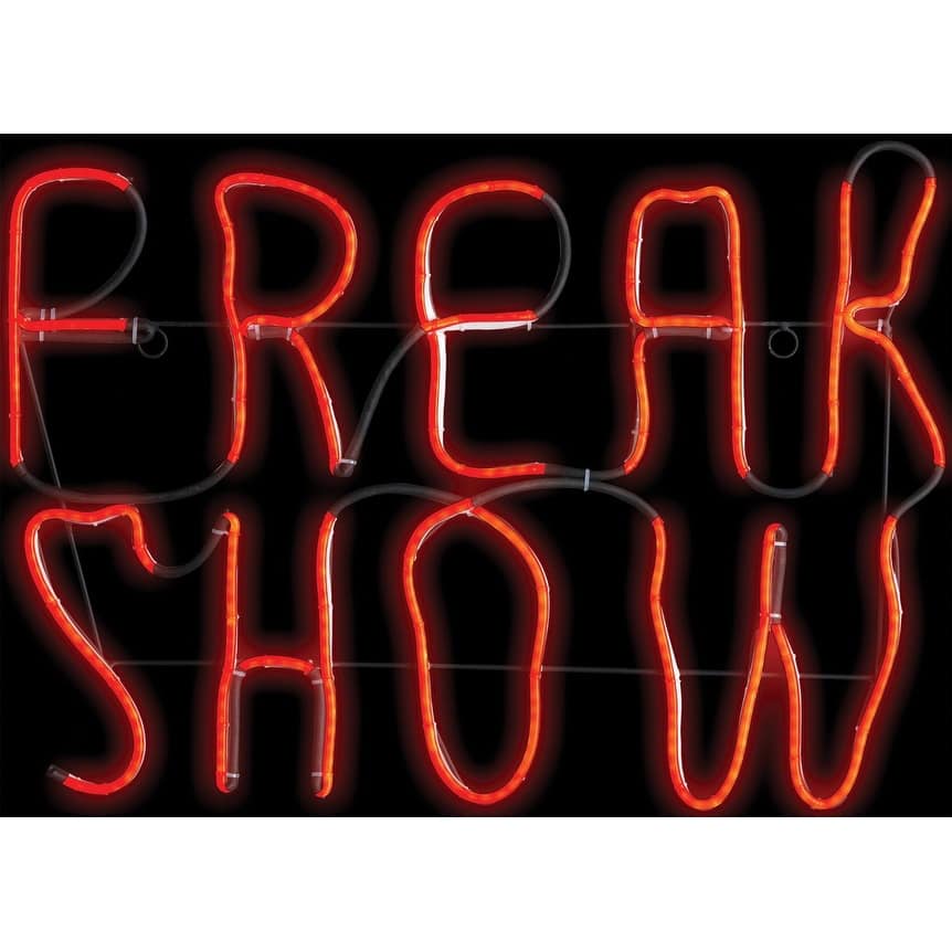 LED Neon Lighted Freak Show Halloween Wall Sign - 24" - Orange
