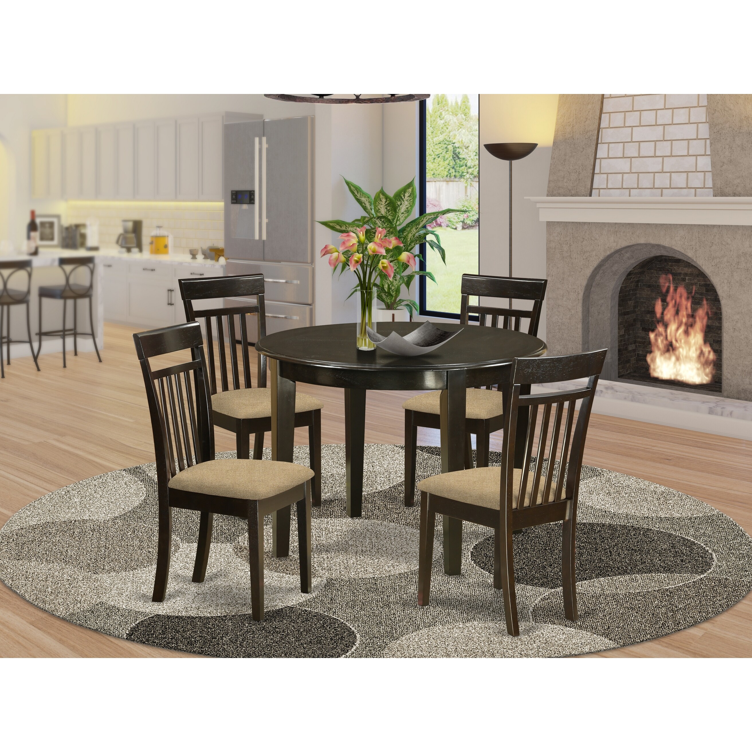 Shop Small Round 5 Piece Kitchen Table And 4 Dining Chairs Overstock 10296419 Microfiber