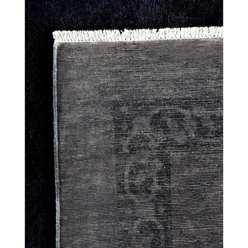 Overton Hand Knotted Wool Vintage Inspired Modern Contemporary Overdyed Black Area Rug - 7' 10" x 10' 6"