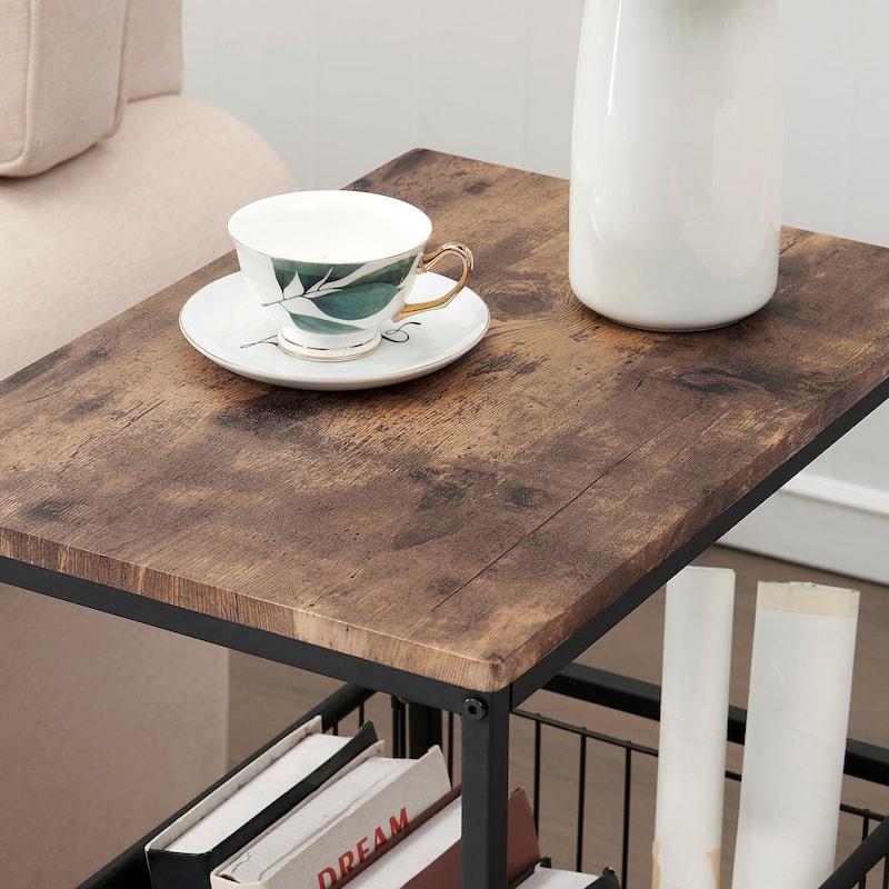 Taomika 31" Multipurpose End Table with 10" Iron Storage Tier End Table Set Living Room Bathroom Kitchen Organizer Cabinet