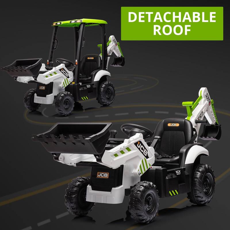 4 in 1 Ride on Excavator with Remote Control, 4 Transformable Forms Kids Excavator Digger