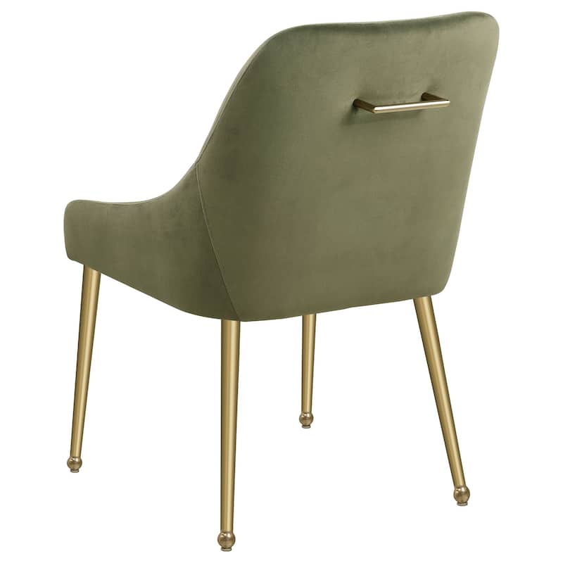 Maya Dining Side Chair Set of 2, Green Velvet, Brass Plated Metal Legs